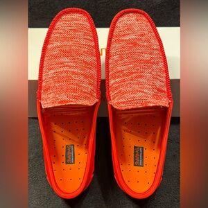 Swims “Classic Venetian” red alert color slip on shoes.  New in box.